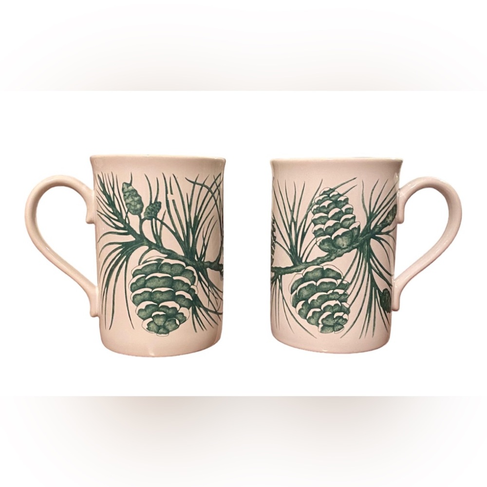 Godiva Chocolatier Green Pinecone mugs, set of 2